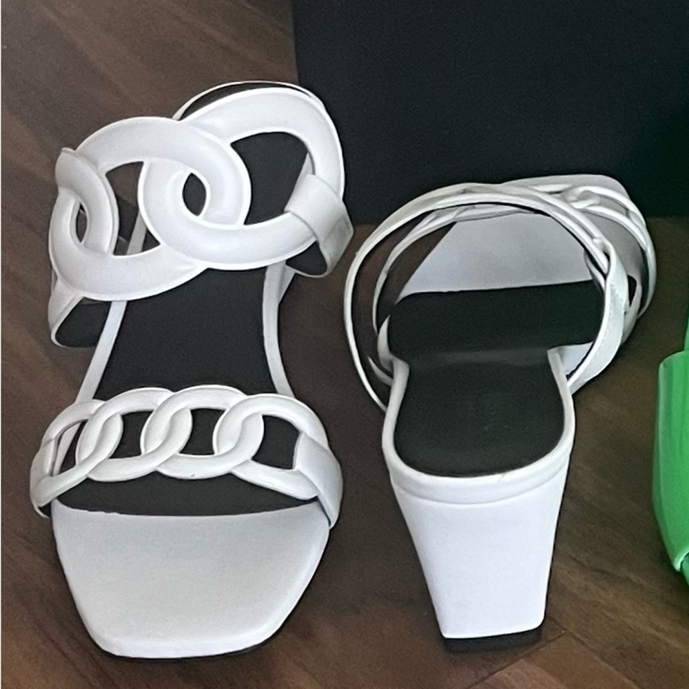 White wedge sandals